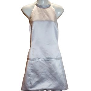 Vera Wang Gray Satin Halter Bow Dress